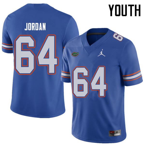 Jordan Brand Youth #64 Tyler Jordan Florida Gators College Football Jerseys Royal